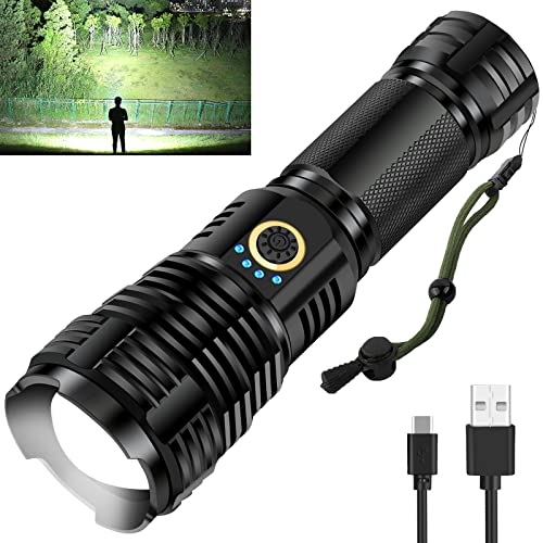 BengMxj 990000 High Lumens Rechargeable LED Flashlight, Tactical XHP70 Flashlights with Zoomable, 5...