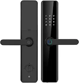 Fechadura Eletronica Digital 4 maneiras de desbloqueio Com Biometria Senha Tuya Wi-fi Cor Preta