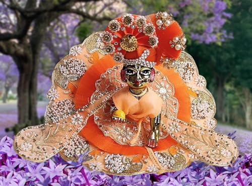 Image of Partish Laddu Gopal Heavy Poshak Size 0 l Ladoo Gopal Dress l Bal Gopal l Kanha Ji Thakur Ji Net Dress (Peach)