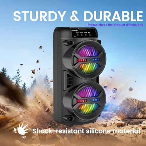Portable Wireless Bluetooth Speaker with RGB LED Dual Woofer - 4