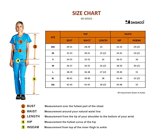 Dagacci Medical Uniform Women's Scrubs Set Stretch Ultra Soft V-Neck Top And Pants Black Xxl #TOP6