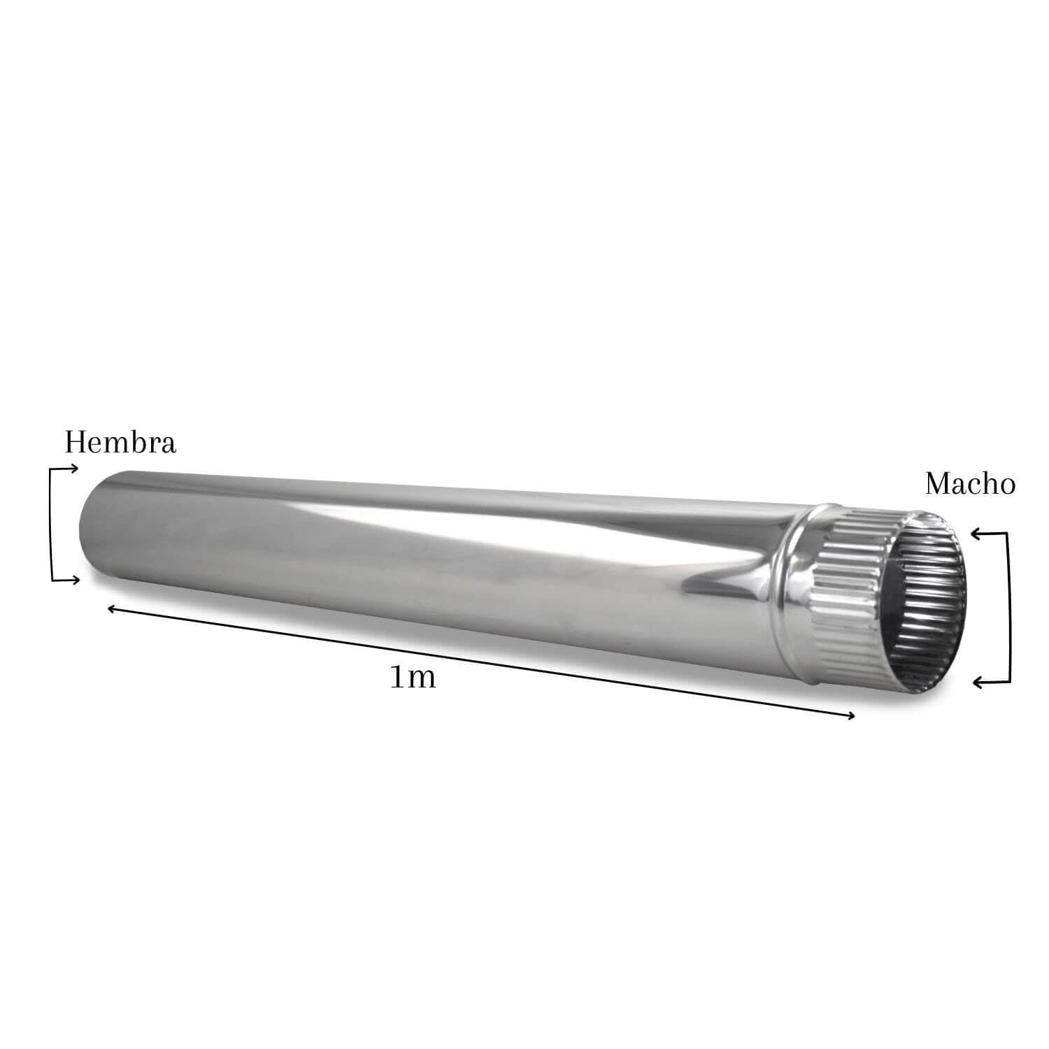 Tubo Chimenea 300mm Acero Inoxidable 1m Estufa Leña Resistente Altas Temperaturas Corrosion y Oxidacion - Conducto Inox Ventilación Profesional