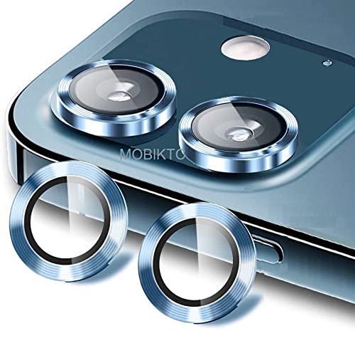 Image of for iPhone 11 /12 /12 Mini Camera Lens Protector Guard [Set of 2] Screen Tempered Glass High Definition Anti-Scratch /Dust Metal Ring Film Camera Lens Screen Protector-Blue