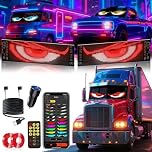 2PCS 23.4"x4.7" LED Devil Eyes Light for Trucks and Cars, Led Eyes for Cars/Trucks/SUVs/RV Windshield with APP Control, Custom Text, Animations & Graphics