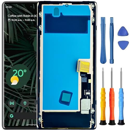 Foufinin for Google Pixel 6 Pro Screen Replacement for Google Pixel 6 Pro Screen Replacement with GD1YQ GTT9Q LCD GLUOG G8VOU Display Touch Digitizer Assembly with Tools 6.7