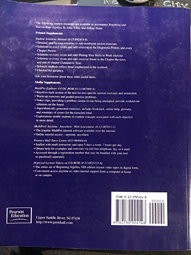 Beginning and Intermediate Algebra: Student Sol... 0130924148 Book Cover