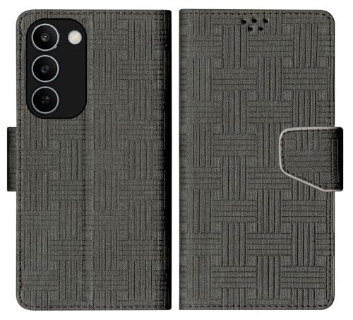 Image of SBMS Flip Cover for Realme C83 5G /Narzo 100 Lite 5G /P4 Lite 5G Back Case with Magnatic Closure | Genuine Leather Finish | Inbuilt Stand | Card & Money Pocket | Wallet Style Flip Cover (Mat Black)