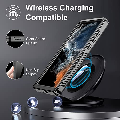Image of Thermoplastic Polyurethane For Samsung Galaxy S22 Ultra Case Waterproof|Built In Screen Protector 360 Full Body Heavy Duty Shockproof Ip68 Waterproof Galaxy S22 Ultra Case 6.8 Inch Black