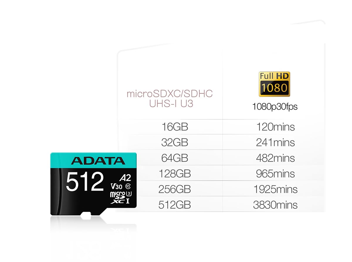 Amazon.com: ADATA Premier Pro 512GB MicroSDXC/SDHC UHS-I U3