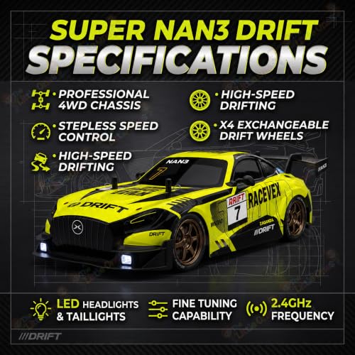 Image of TheLittleOnes 4x4 Rc Drifting Car - Rc Drift Cars High Speed Remote Control Drift Car 2.4GHz Remote Control Drift Stunt Off Road Cars 360 Rotation Toys For Kids & Adults Boys & Girls [HyperDrift X ]
