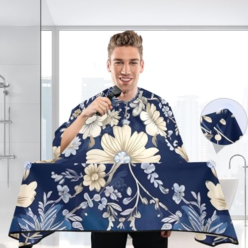 Capa profesional impermeable de corte de cabello con diseño floral ornamental y cierre ajustable de broche para peluquería miniatura 6