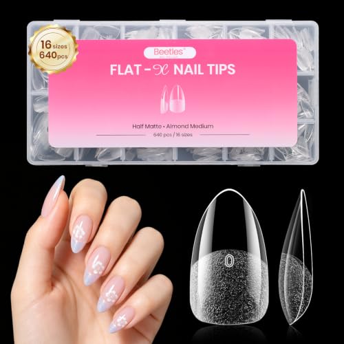 Image of Beetles Flat-X Soft Gel Nail Tips, Medium Almond, 640Pcs, 16 Sizes