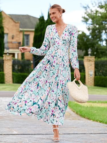 Image of Sissyaki Womens Long Sleeve Summer Maxi Dress 2026 Floral Dress Spring Wedding Guest Dress
