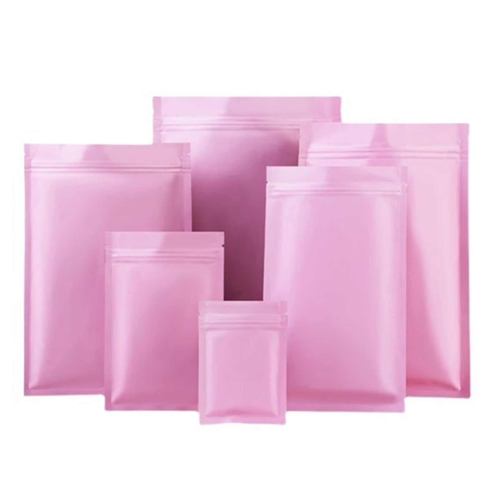Bolsas planas Bolsas planas con cierre hermético de aluminio resellable for té, alimentos, dulces, joyas, sellado térmico(Pink,100pcs,20x30cm)