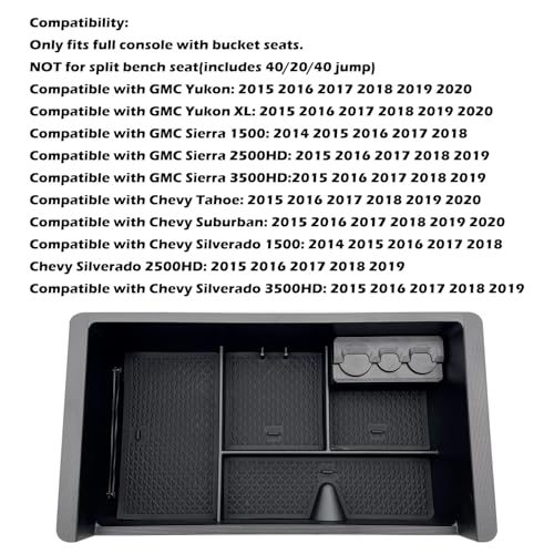 Jojomark JMCFC02 Center Console Organizer Tray Compatible With 2014-2018 Gmc Sierra Accessories, (2015-2020) Yukon/Chevy Tahoe Silverado Suburban thumb #1