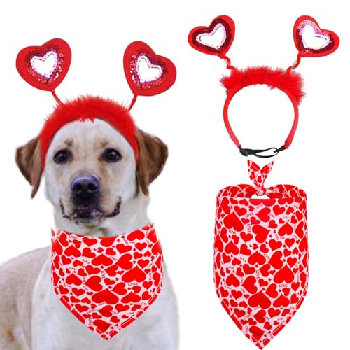 Vincha de corazón para perro rojo talla grande