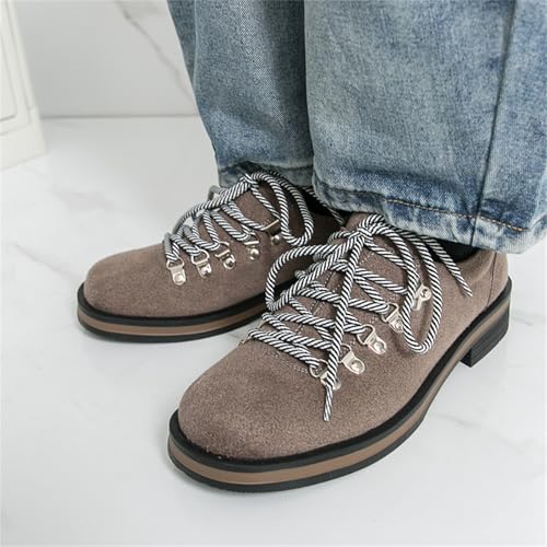 Men's Classic Suede Leather Lace Up Round Toe Platform Oxfords Chunky Lug Heel Sole Comfortable Stylish Dress Shoes Vintage Design for Business Formal Weddings Parties Casual Outings4