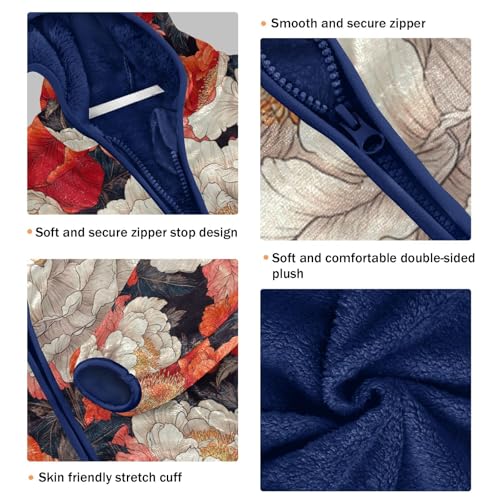 Beautiful Flowers Toddler Fleece Jacket Girl Boys Hooded Fleece Jacket Coat Warm Outwear Zip-up 3-10T3