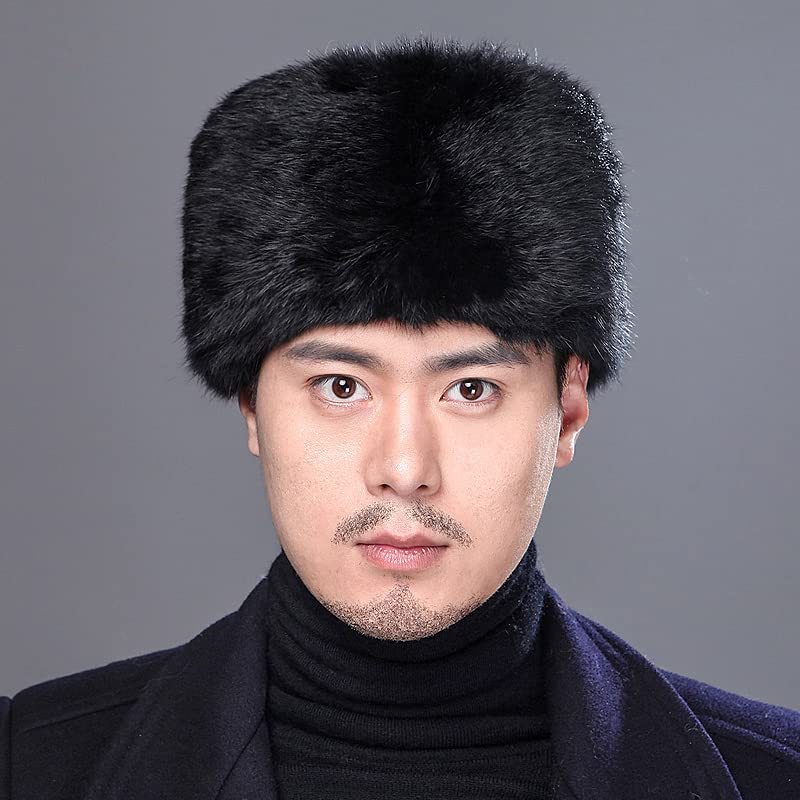 100% Real Rabbit Fur Hat Thicken Winter Warm Flat Top Cap Fashion Outdoor Men4