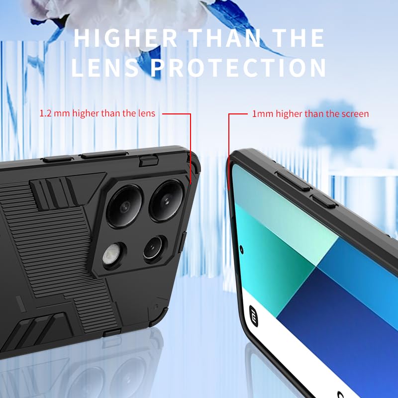 WOKEZ 360° Stötsäkert Fodral med Stativ för Redmi Note 13 4G