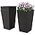 Outsunny Set of 3 Tall Planters with Drainage Hole, 24" Outdoor Flower Plant Pots, Indoor Planters for Porch, Front Door, Entryway, Patio and Deck