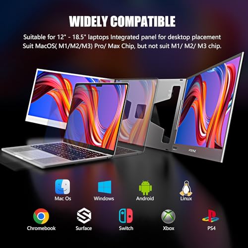 Image of Dual Screen Laptop Monitor Extender, 15.6 inch Fully Compatible Laptop Triple Screen Extender, FHD 1080P IPS Portable Monitor for Laptops 12~17 inch, Plug & Play with USB-C for Win /Mac /PS5 /Switch /PS4