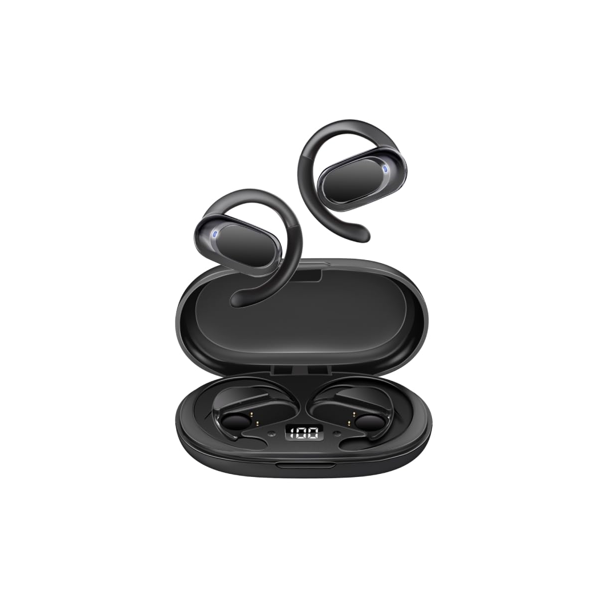 PromateOpen Ear Wireless Earbuds, Sporty Bluetooth v5.2 True Wireless ENC Earphones, Noise Cancelling Mic, Ear Hooks, 48H Playtime and Intelligent Touch Controls for iPhone 15, Samsung S23, AEROTUNE