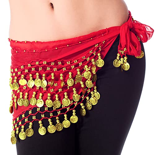 36 Pcs Belly Dance Hip Scarf Belly Dance Skirt Wrist Ankle Cuffs Bracelets 12 Colors with 98 Coins for Bellydance Dancer4