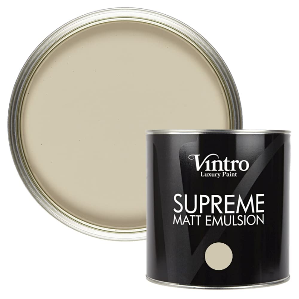 Vintro | Luxury Matt Emulsion | Cream | Smooth Chalky Finish | Multi Surface Paint | for Walls, Ceilings, Wood and Metal 2.5L (Pebble)