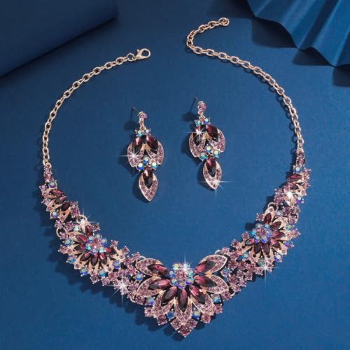 Image of Shining Diva Fashion Stylish Design Fancy Crystal Necklace Jewellery Set for Women | Trendy Celebrity Inspired Jewellery