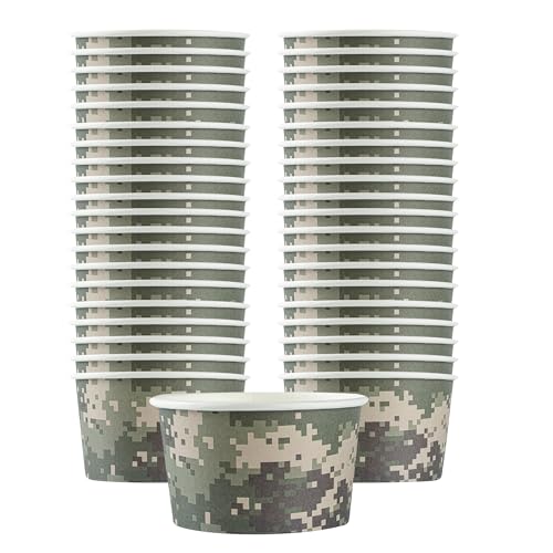 Image of Restaurantware Coppetta 12 Ounce Dessert Cups, 200 Disposable Ice Cream Cups - Lids Sold Separately, Sturdy, Camouflage Paper FroYo Bowls, For Hot And Cold Foods, Perfect For Gelato Or Mousse