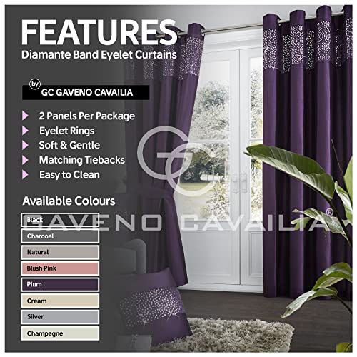 Gaveno Cavailia Luxurious Fully Lined Aviv Room Curtains (66 x 90 Inches), Polyester, Aubergine, W 66.1" x L 90.2" (1 Panels) - Image 2