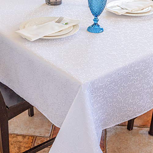 Sparkling White Tablecloth Polyester Linen Cover