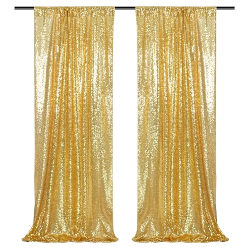 Cortinas de lentejuelas doradas 2x8ft pack 2 paneles miniatura 1