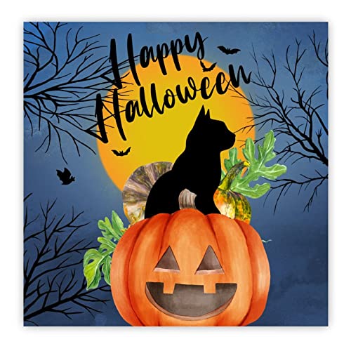 Chat noir Halloween panneau bois rétro 40cm pour déco de salon chaleureuse
