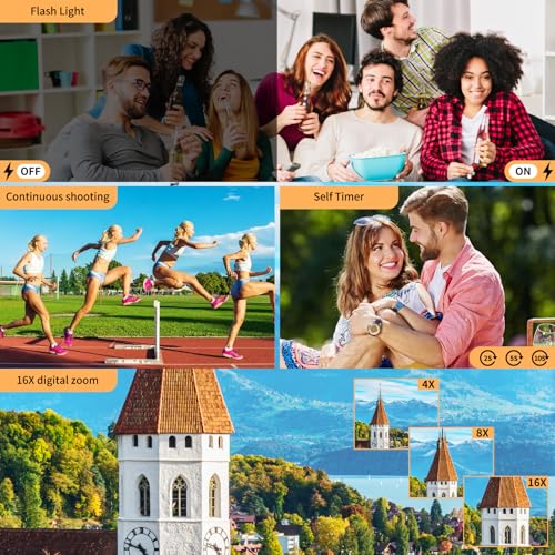 Appareil Photo Numérique, 4K 50MP Appareil Photo Compact avec Écran Rabattable 180° Caméra de Vlogging avec Carte 32GB, Zoom Numérique 16X pour Débutants, Adolescents – Image 5