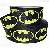 Grosgrain Ribbon 7/8' Hero Symbol - Pink - Black - Yellow - W1D - Printed - Per Yard