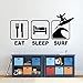 83X42Cm Citazioni Mangia Sonno Surf Decalcomania Rimovibile Per Camerette Camera Da Letto Materiale Pvc Carta Da Parati In Vinile Adesivi Murali Art Wateproof Murale Home Deco