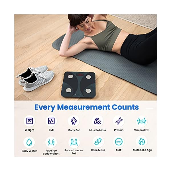 Etekcity-Scale-for-Body-Weight-Smart-Digital-Bathroom-Weighing-Scales-with-Body-Fat-and-Water-Weight-for-People-Bluetooth-BMI-Electronic-Body-Analyzer-Machine-400lb Etekcity Scale for Body Weight and Fat Percentage, Smart Digital LED Bathroom BMI Measurement, Accurate Bluetooth Weighing Machine, Body Composition Analyzer, Ash-black, 400lb