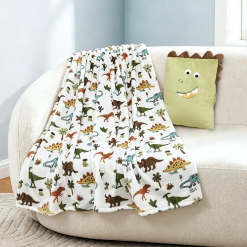 Image of Kids Travel Pillow and Blanket Set - 40 inchx60 inch Dinosaur Blanket | Cute Dinosaur Plush Pillows with Hand Warmer,Kids Blanket for Boys,Perfect for Birthday Christmas and Travel Essential