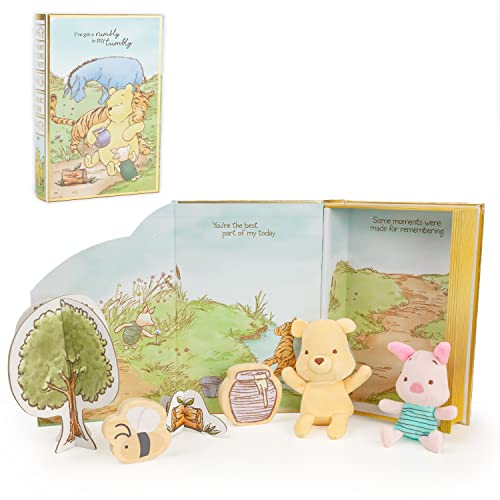 Image of KIDS PREFERRED Disney Baby Winnie The Pooh My First Story Time Playset Cute Stuffed Animal Pooh Bear and Piglet Plush Storybook Set for Infants, Babies, Toddlers and Kids