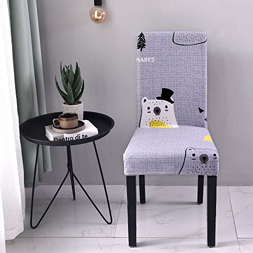 Coprisedie con Schienale Elasticzzato, Morbuy Stampa Coprisedile Sala da Pranzo Hotel Cerimonia Banchetto Lavabile Estraibile Party Decor (1 Pezzi,Orso Polare)