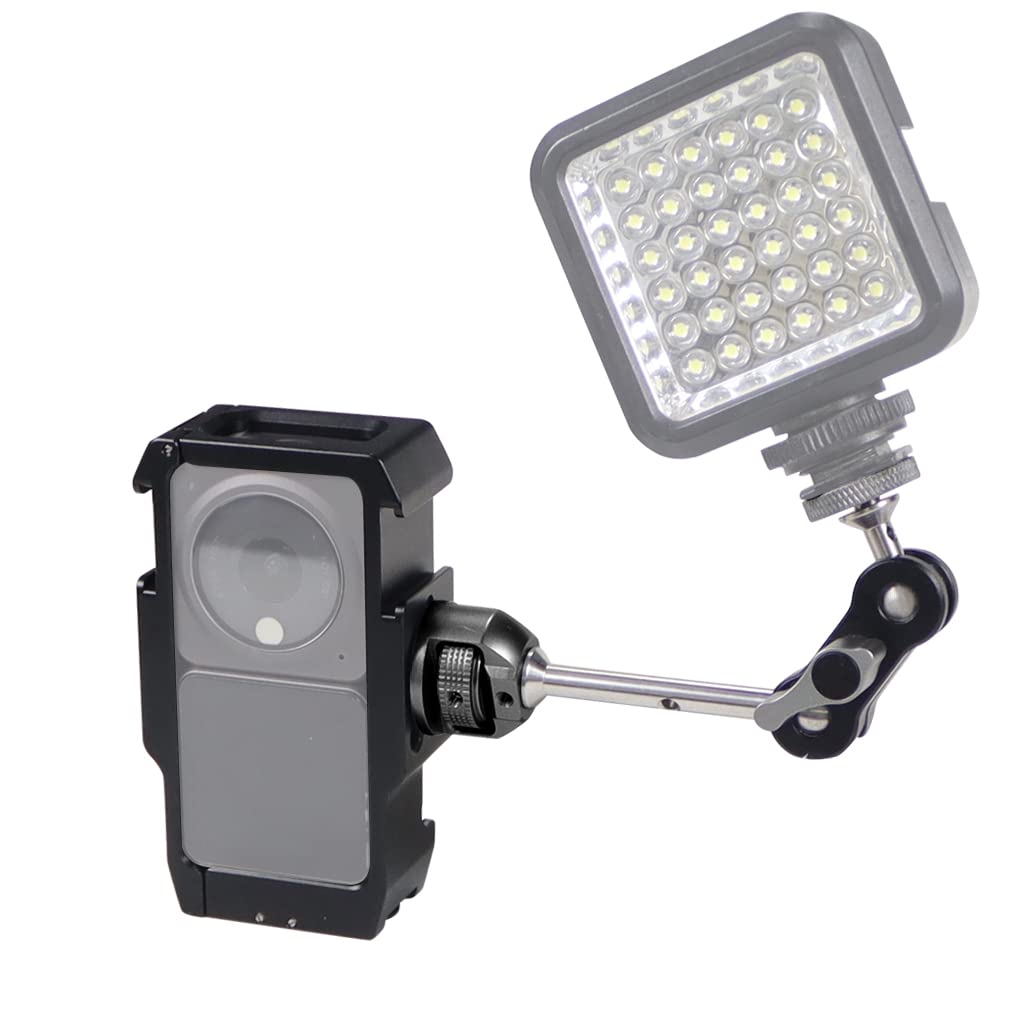 Mini fotografía de la jaula de la cámara: Extreme Sports Anti-Loose diseño magnético succión plegable tarjeta de doble hoja accesorio compatible con la cámara Action 2 (brazo mágico+adaptador)