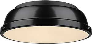 Golden Lighting 3602-14 BLK-BK Duncan Flush Mount, Matte Black with Black Shade- Flush Mount Ceiling Light, Ceiling Light Fixture, Flush Mount Light Fixture, Lights