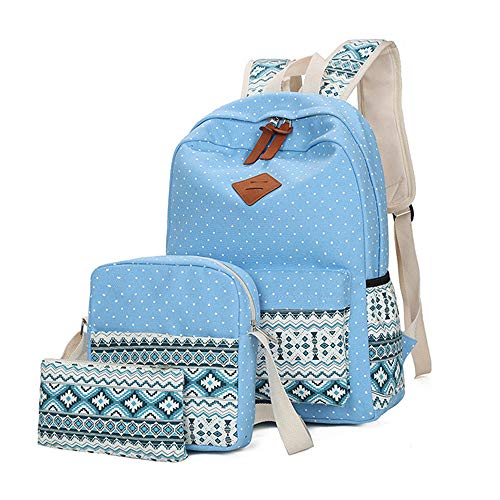 3 Unids Chica Crossbody Estuche De Lápiz Bolsas De Hombro Escolar Impresión Nacional Mochila De Viaje Lona Mochila Azul