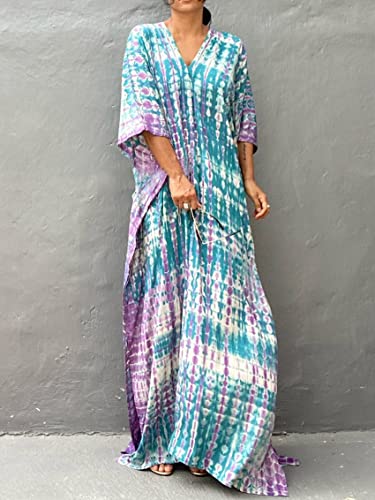 Image of Kaftan Dresses for Women Plus Size Summer Beach Dress with Print and Swim Cover Ups