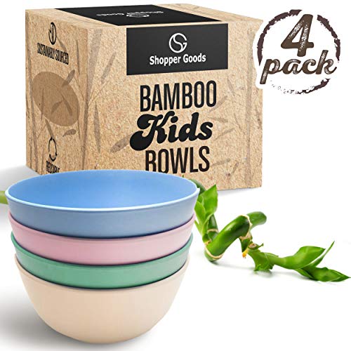 Shopper Goods Bamboo Bowls 4 Pack, Eco-Friendly Dinnerware Set, Non-Toxic Bamboo Dinnerware, BPA Free (Multiple Colors), Bamboo Fiber Bowls for Healthy Dining