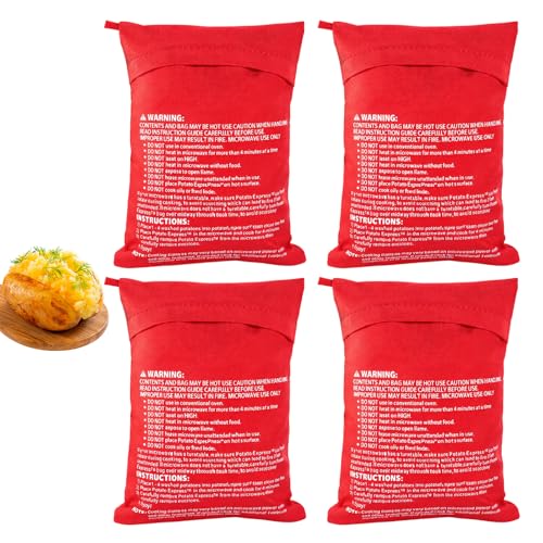Qnvyw Kartoffelsack Mikrowelle 4 Stück Set für schnelle Kartoffelzubereitung Mikrowellenbeutel für gleichmäßiges Garen Wiederverwendbare Kochbeutel mit praktischem Design