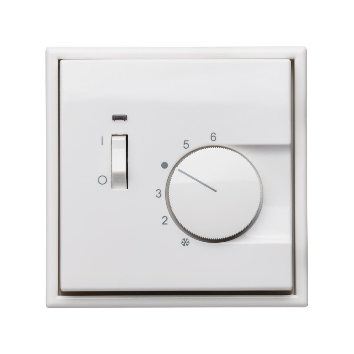 Halmburger Raumthermostat RTR-7013rg inkl. Jung LS 990 Rahmen LS981WW alpinweiß und Abdeckung, Öffner mit Schalter EIN/AUS für Stellantriebe 230V stromlos geschlossen