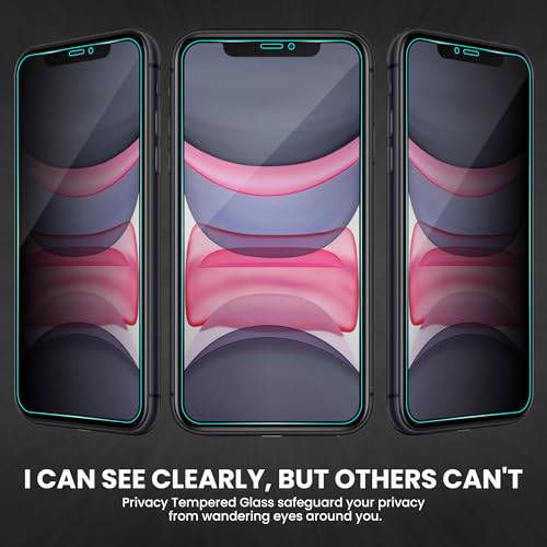 Image of ArmourPro Privacy Tempered Glass for iPhone XR /iPhone 11 - Anti-Spy Anti Peeping Screen Protector, 9H Hardness, Edge-to-Edge Coverage, Ultra Thin, Bubble-Free Installation Kit | Black
